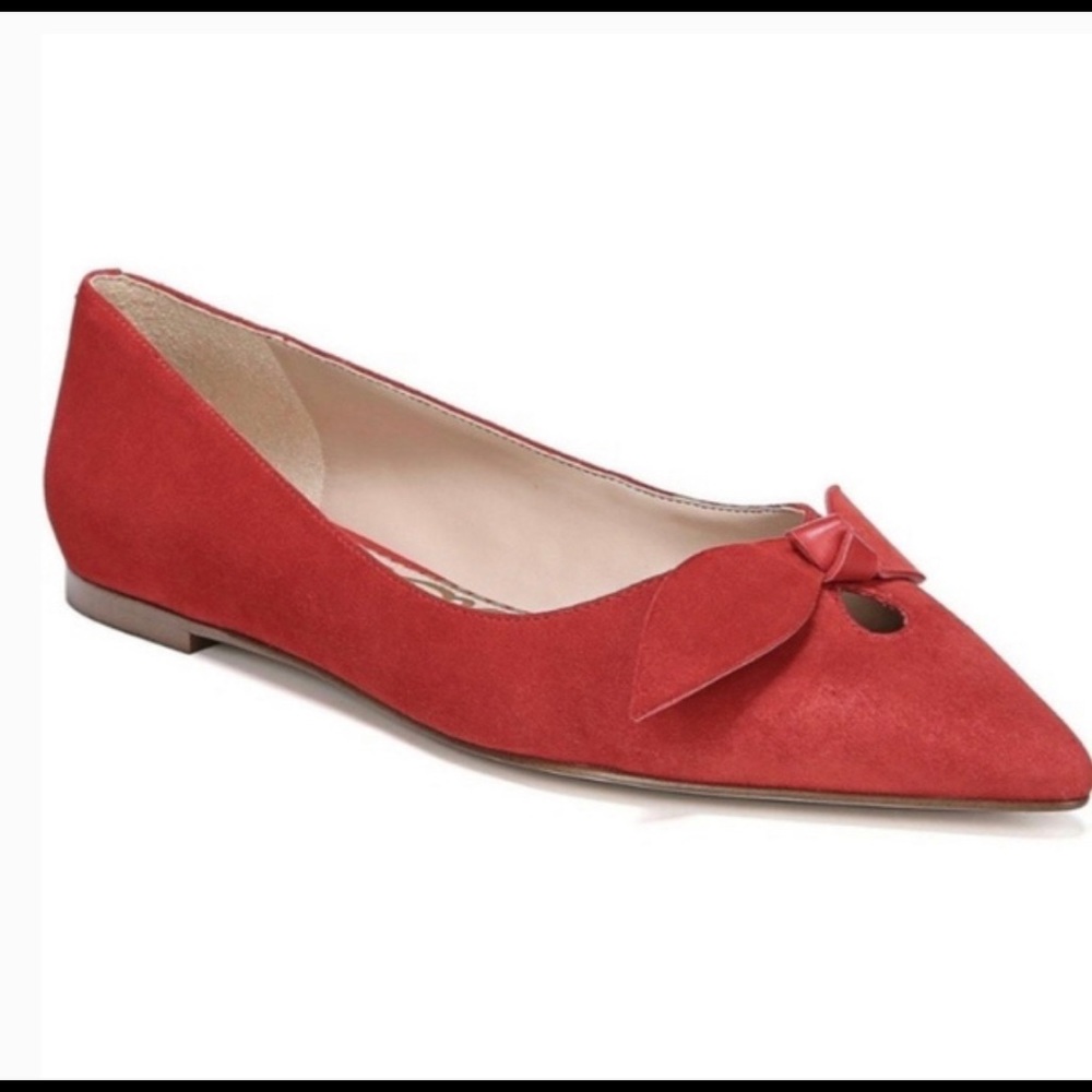 Sam Edelman red Raz bow suede flats